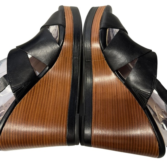 Cole Haan Laci Platform Wedge Sandal Womens Size 8 B Black Strap Back Peep Toe - Picture 14 of 15